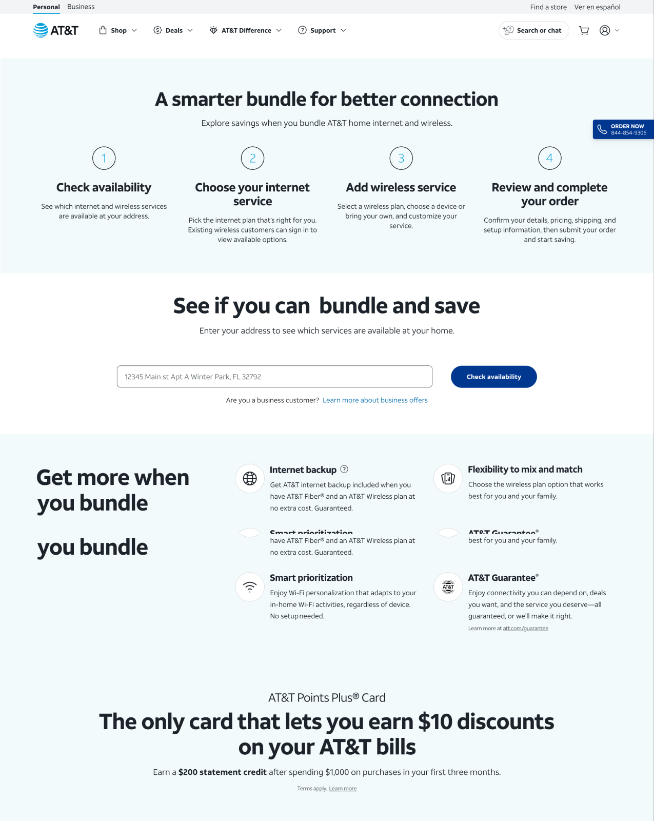 New customer: the check-availability flow, walking through what's actually available at their address before any plan gets chosen