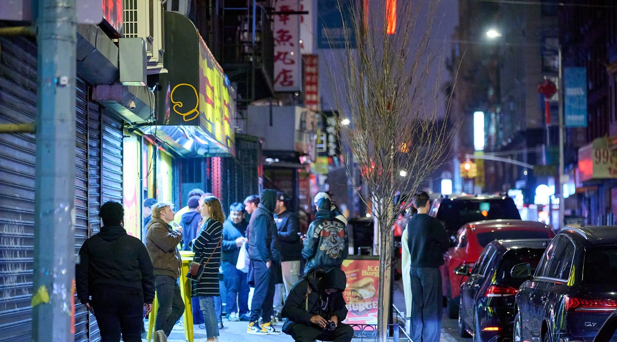 The crowd along the sidewalk